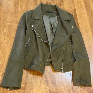 Suede-look moto jacket, with stretch. Size Large